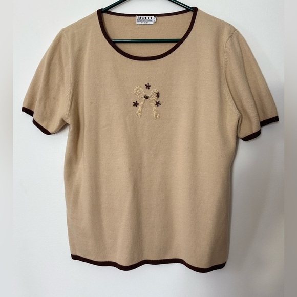 🎉4/30$🎉 Vintage 2-Piece Beige & Brown Cardigan Sweater & Floral Beaded 🤎 - Picture 4 of 8